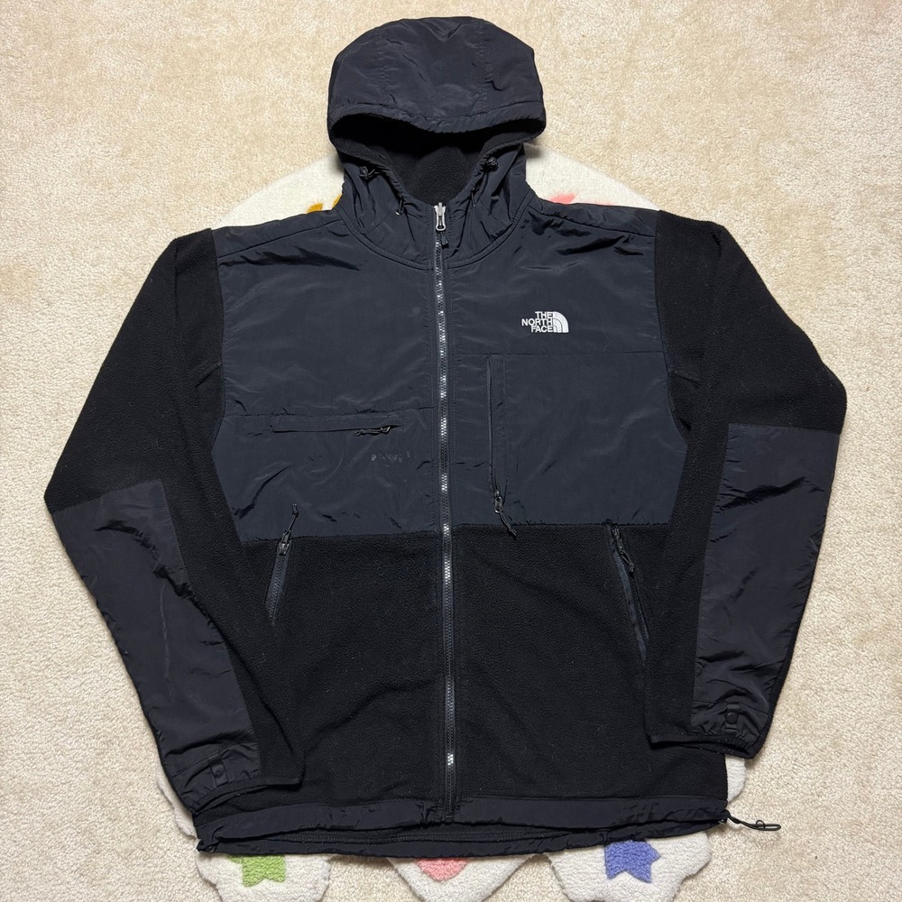The North Face Denali 2 Hooded Fleece Jacket Black Polartec Mens Large